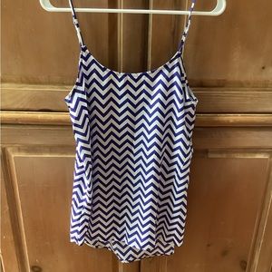 ROYAL BLUE & WHITE CAMISOLE TOP. CHEVRONS. MEDIUM.